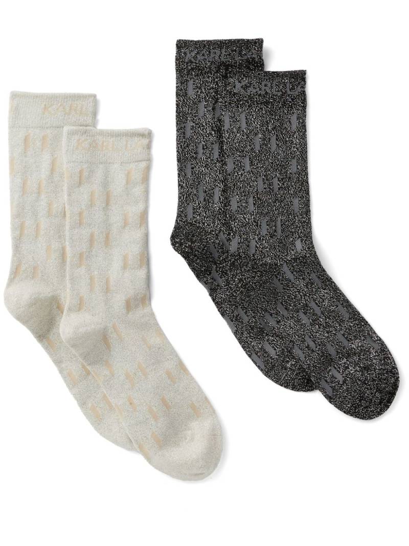 Karl Lagerfeld monogram-jacquard socks (pack of two) - White von Karl Lagerfeld