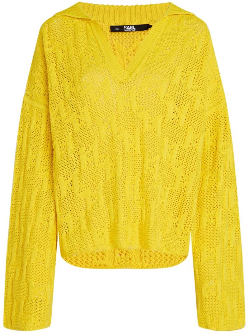 Karl Lagerfeld monogram-jacquard jumper - Yellow von Karl Lagerfeld