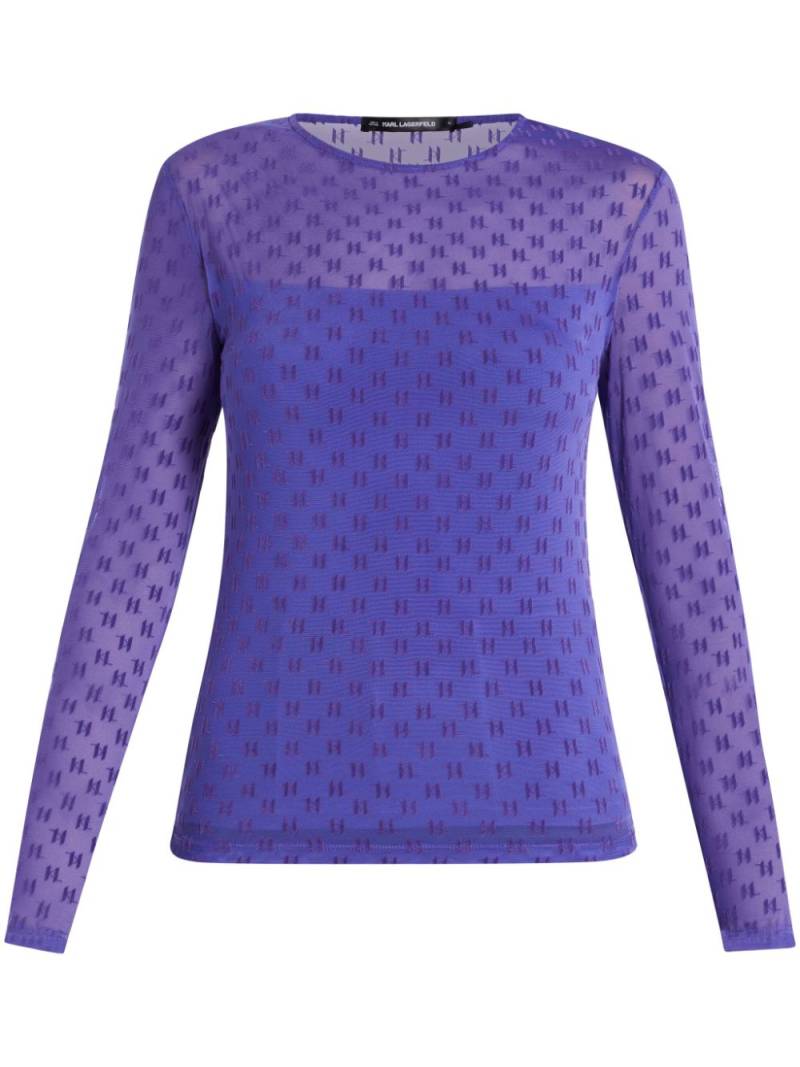 Karl Lagerfeld monogram-mesh T-shirt - Purple von Karl Lagerfeld