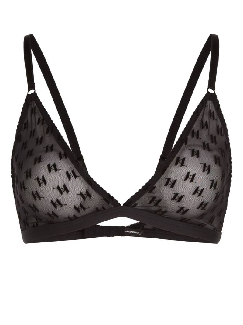 Karl Lagerfeld monogram mesh bra - Black von Karl Lagerfeld