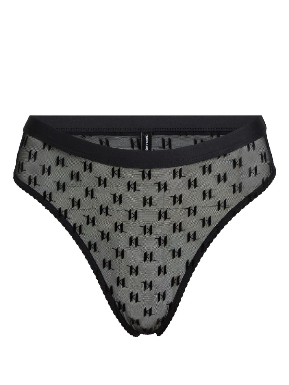 Karl Lagerfeld monogram mesh mid-rise brief - Black von Karl Lagerfeld