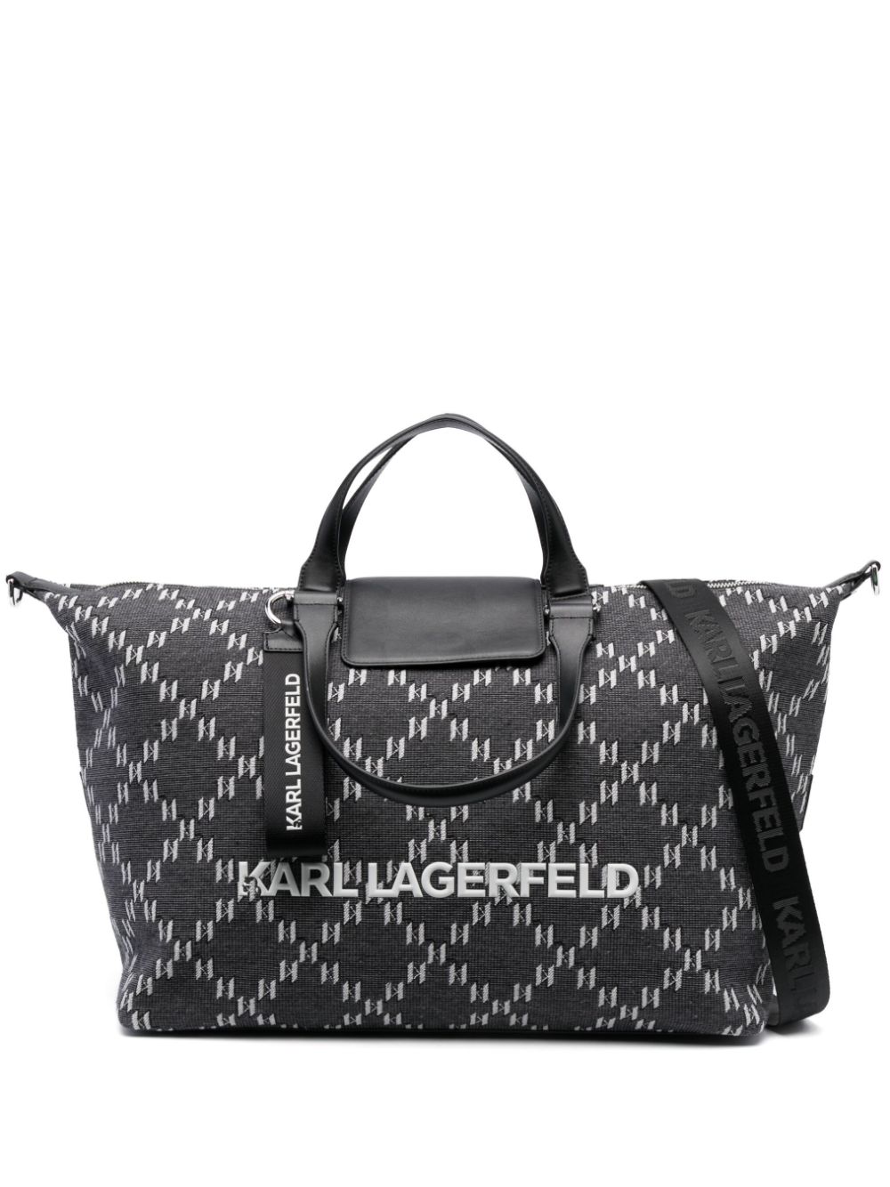 Karl Lagerfeld monogram-pattern 2.0 weekender bag - Grey von Karl Lagerfeld