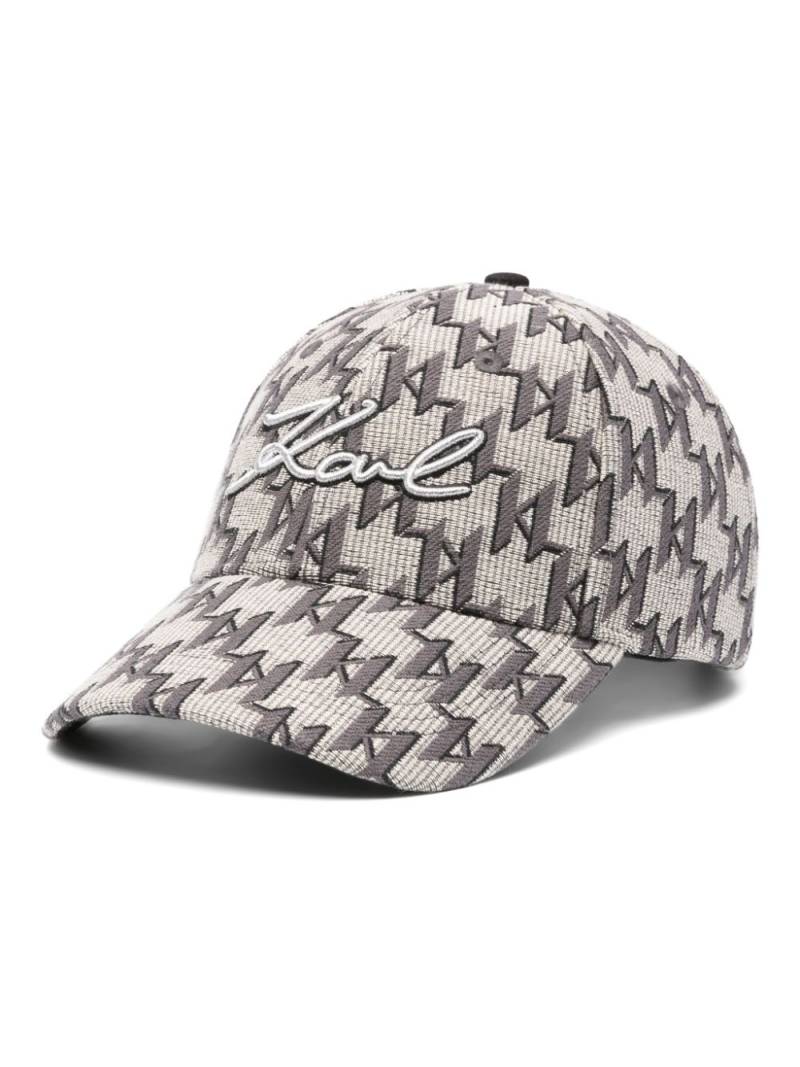 Karl Lagerfeld monogram-pattern cotton-blend cap - Grey von Karl Lagerfeld