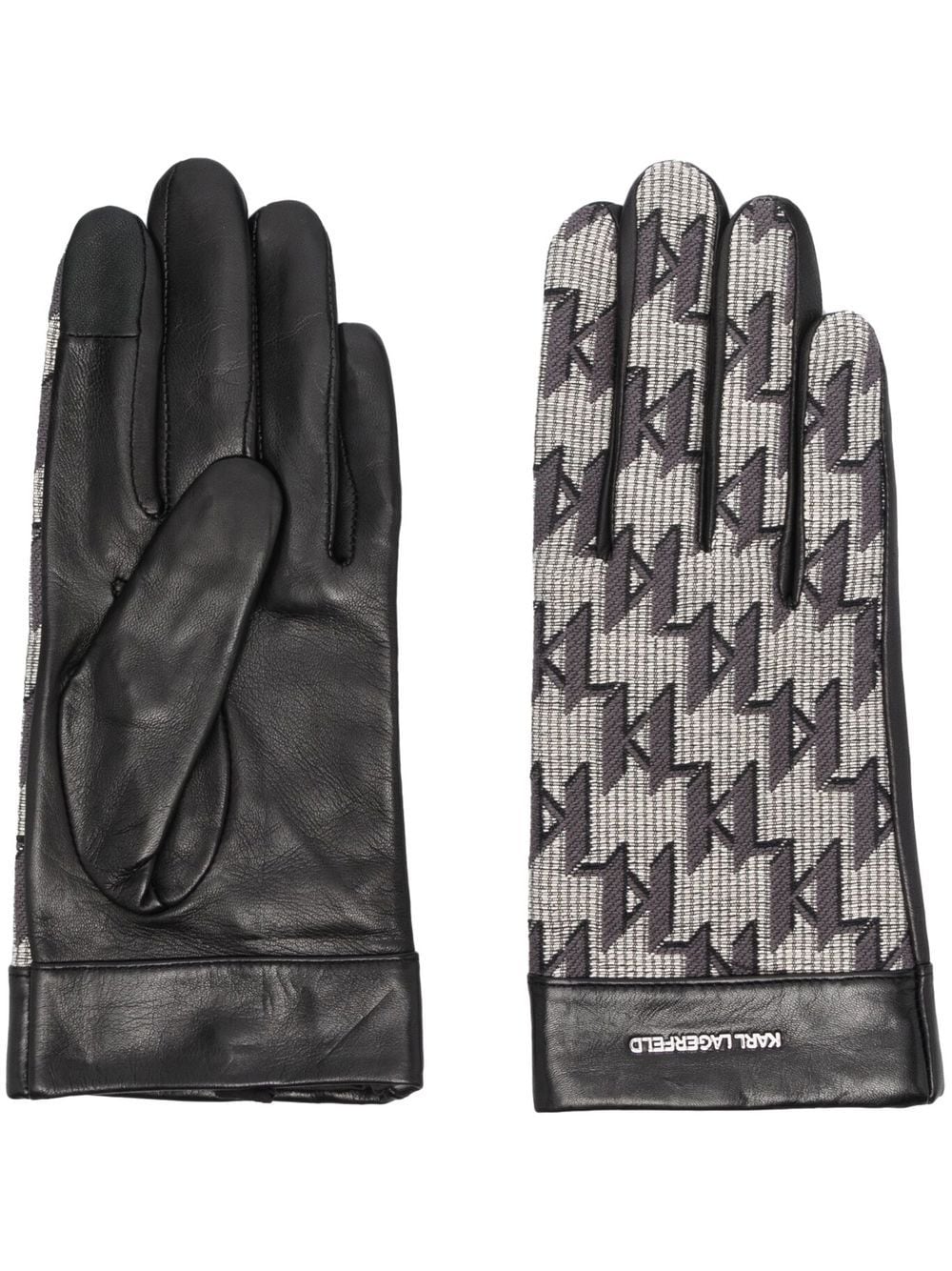 Karl Lagerfeld monogram-pattern jacquard gloves - Black von Karl Lagerfeld