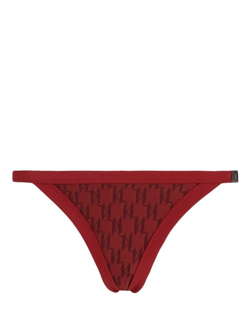 Karl Lagerfeld monogram-print bikini bottoms - Red von Karl Lagerfeld