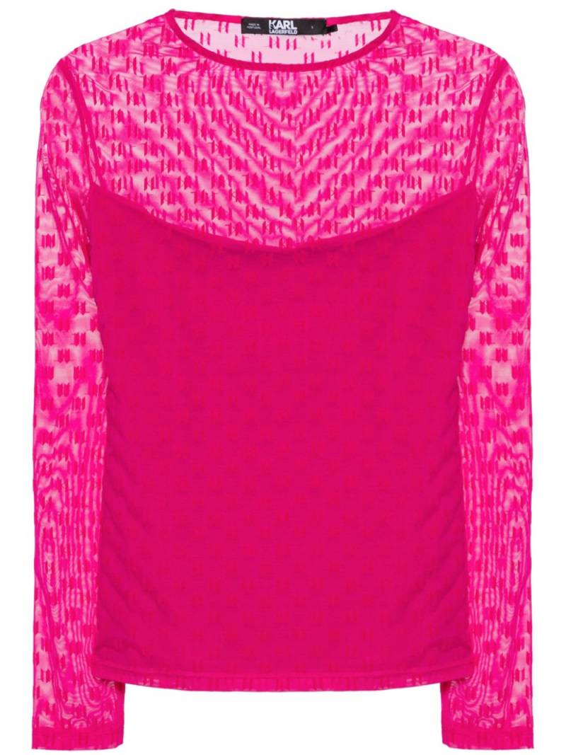 Karl Lagerfeld monogram semi-sheer top - Pink von Karl Lagerfeld