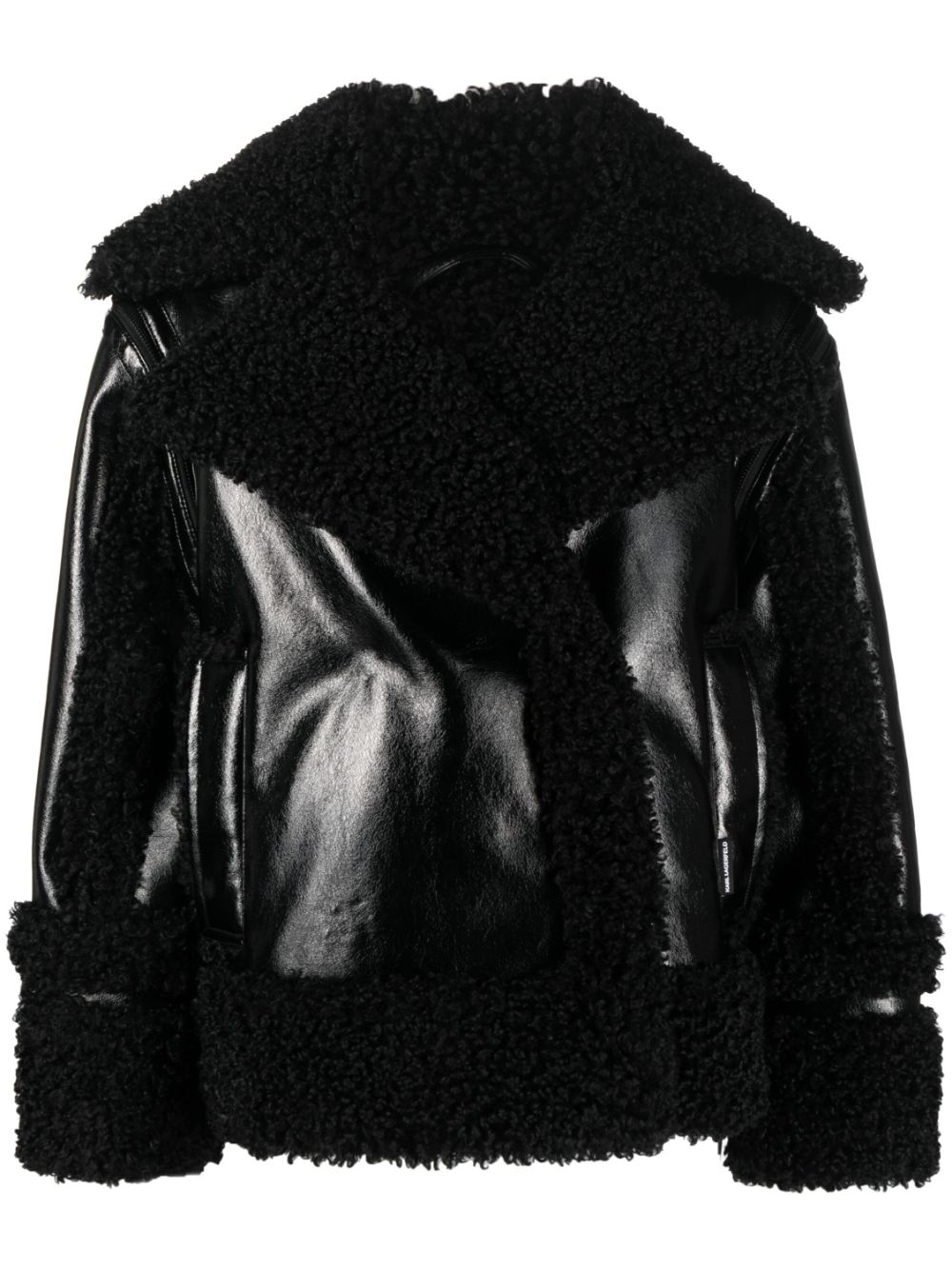 Karl Lagerfeld notched-collar faux-shearling jacket - Black von Karl Lagerfeld