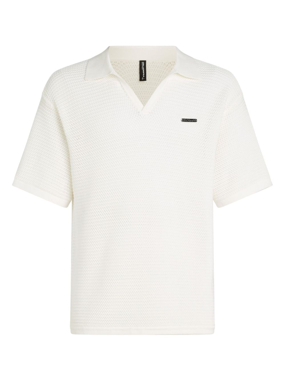 Karl Lagerfeld organic cotton crochet polo shirt - White von Karl Lagerfeld