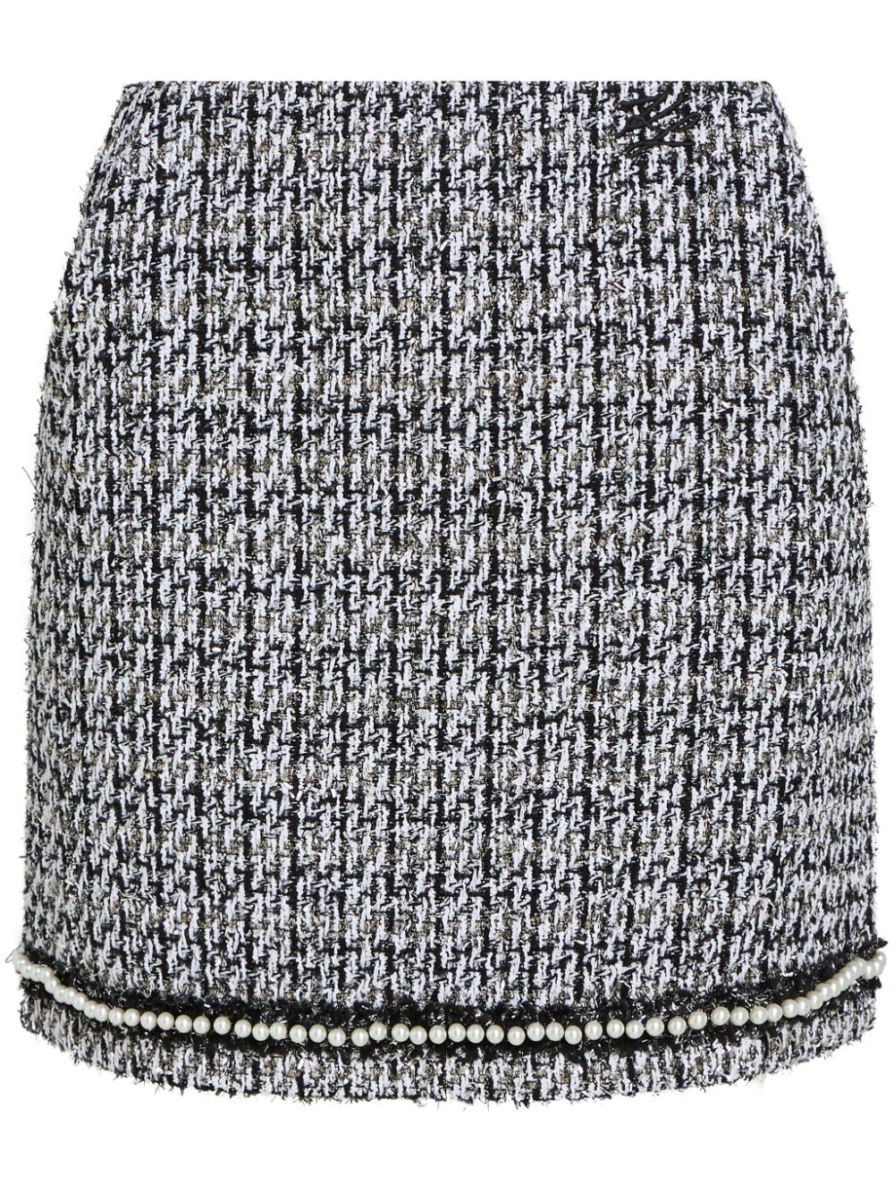 Karl Lagerfeld pearl-embellished bouclé mini skirt - Black von Karl Lagerfeld