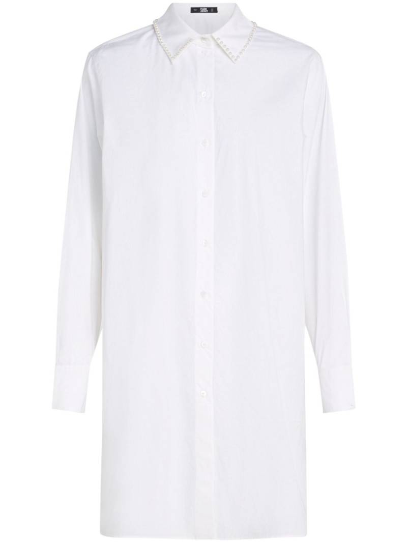 Karl Lagerfeld pearl-embellished shirt - White von Karl Lagerfeld