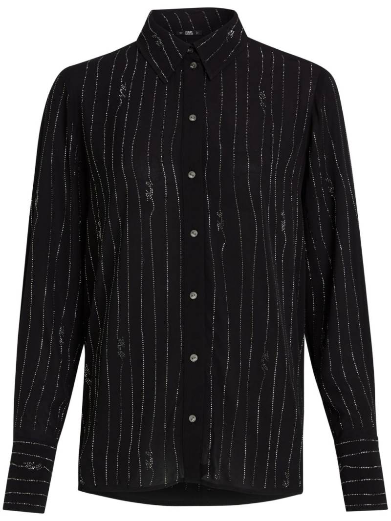 Karl Lagerfeld pinstriped rhinestone-embellished shirt - Black von Karl Lagerfeld