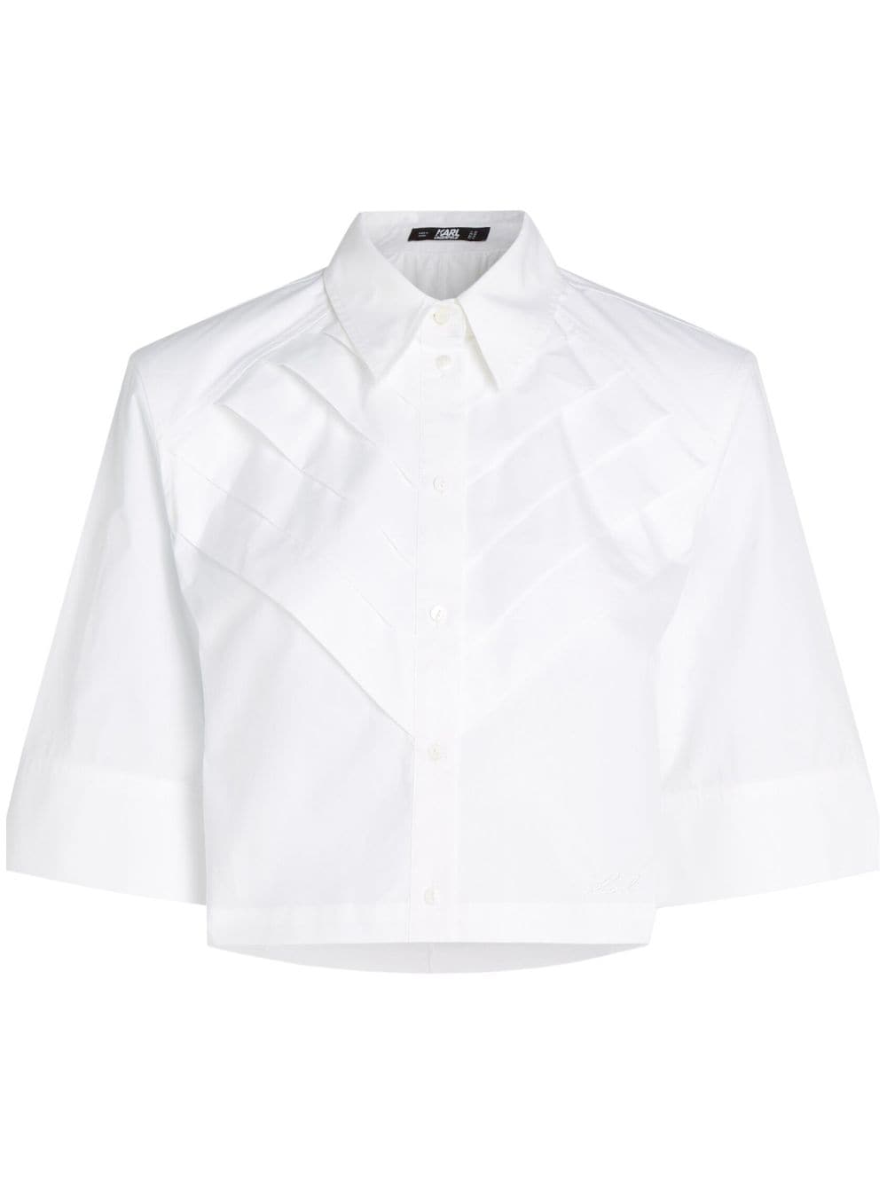 Karl Lagerfeld pleat detail cropped shirt - White von Karl Lagerfeld