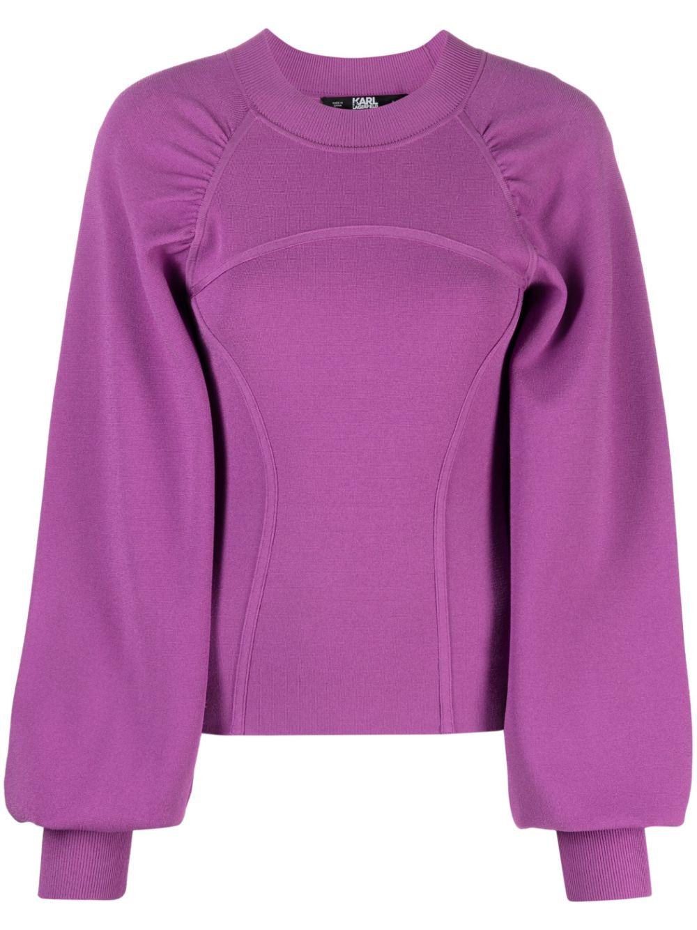 Karl Lagerfeld puff-sleeve crew-neck sweater - Purple von Karl Lagerfeld