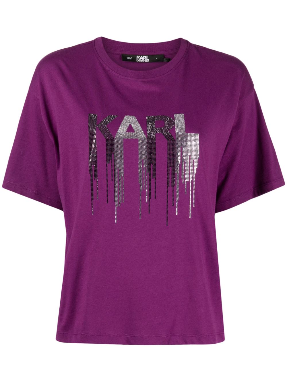 Karl Lagerfeld rhinestone-embelished organic-cotton T-shirt - Purple von Karl Lagerfeld