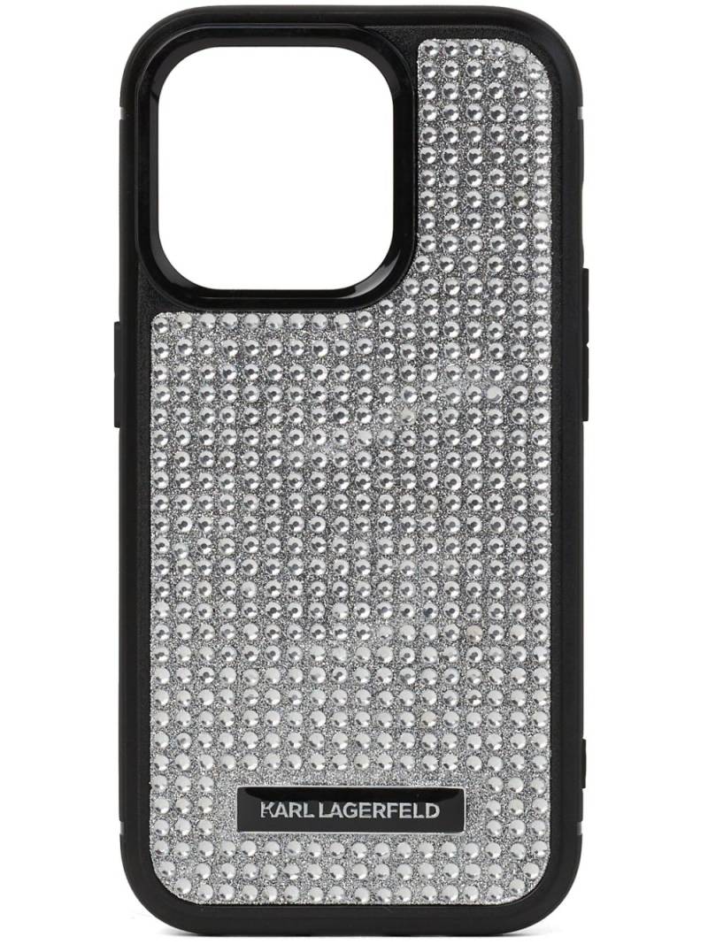 Karl Lagerfeld rhinestone-embellished iPhone 16 Pro case - Silver von Karl Lagerfeld