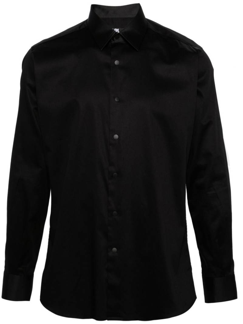 Karl Lagerfeld satin-trim poplin shirt - Black von Karl Lagerfeld