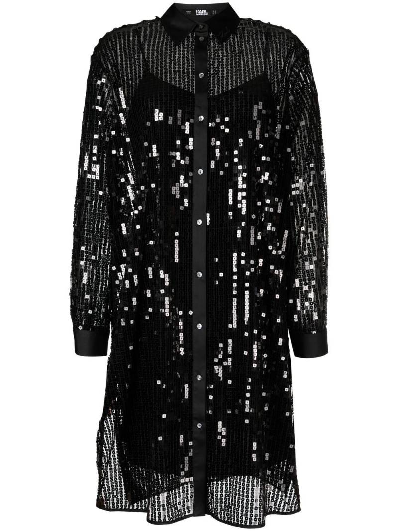 Karl Lagerfeld sequin-embellished shirt dress - Black von Karl Lagerfeld