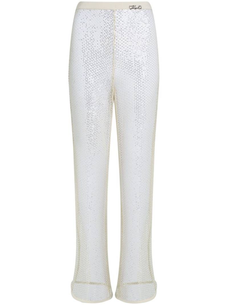 Karl Lagerfeld sequinned mesh trousers - Neutrals von Karl Lagerfeld