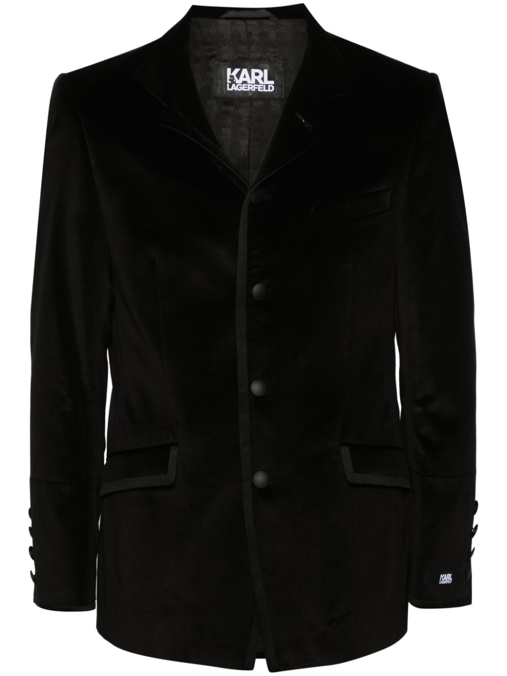 Karl Lagerfeld single-breasted velvet blazer - Black von Karl Lagerfeld