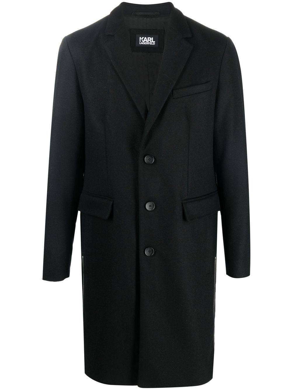 Karl Lagerfeld single-breasted wool coat - Black von Karl Lagerfeld