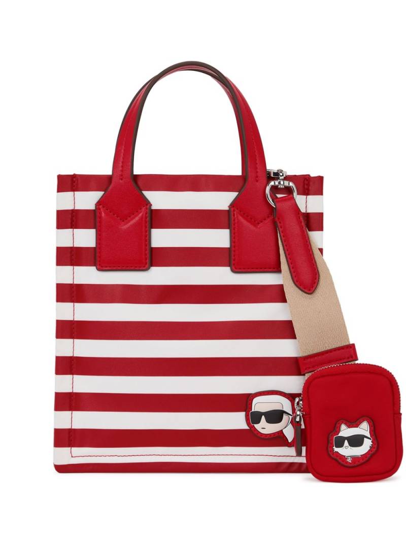 Karl Lagerfeld small Ikon striped tote bag - Red von Karl Lagerfeld