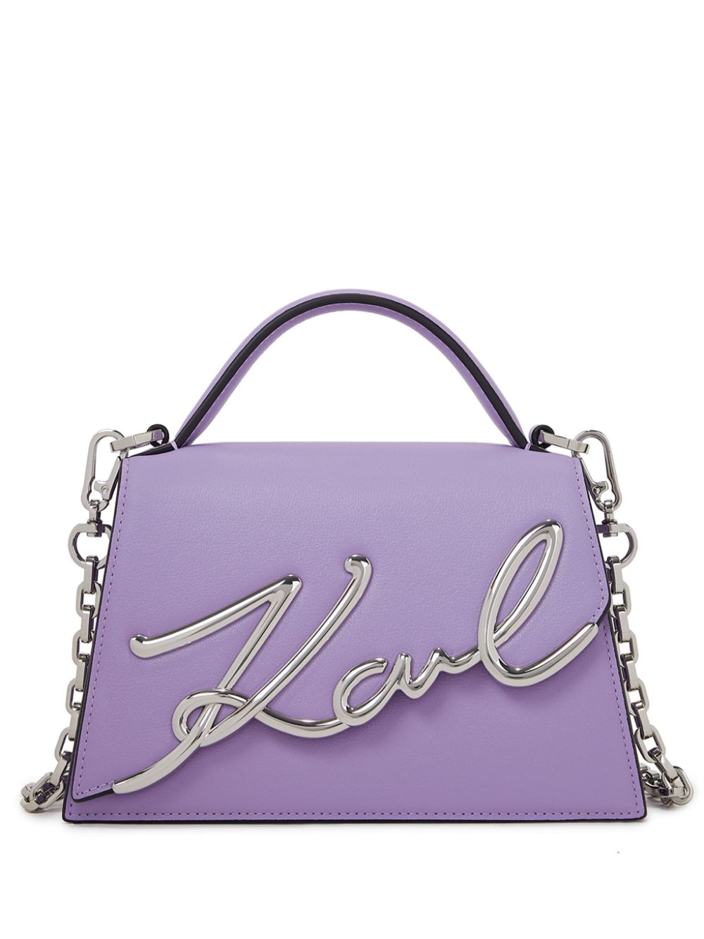 Karl Lagerfeld small Signature leather crossbody bag - Purple von Karl Lagerfeld