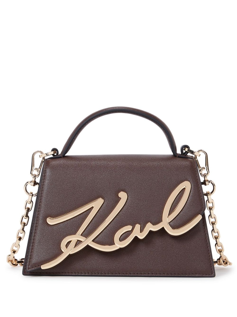 Karl Lagerfeld small Signature leather cross body bag - Brown von Karl Lagerfeld