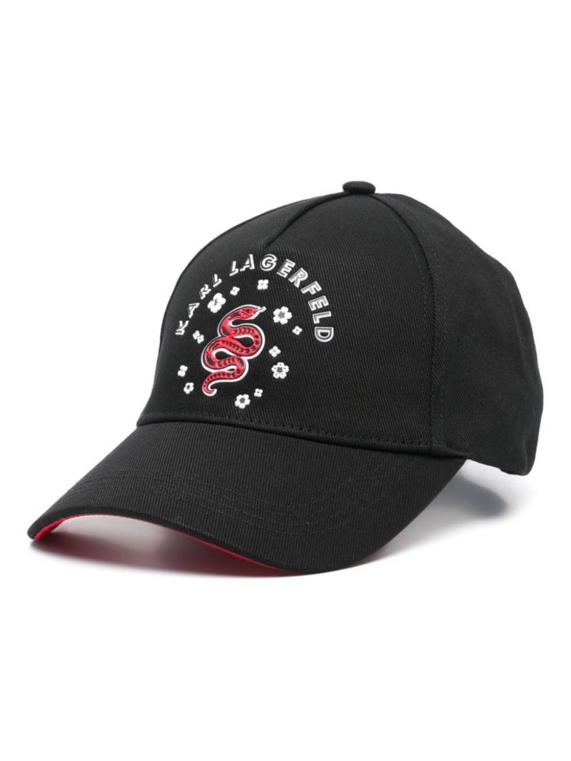 Karl Lagerfeld snake-appliqué baseball cap - Black von Karl Lagerfeld