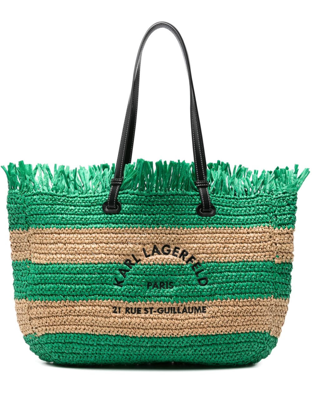 Karl Lagerfeld striped interwoven beach bag - Green von Karl Lagerfeld