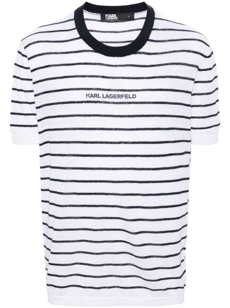 Karl Lagerfeld striped knitted T-shirt - White von Karl Lagerfeld