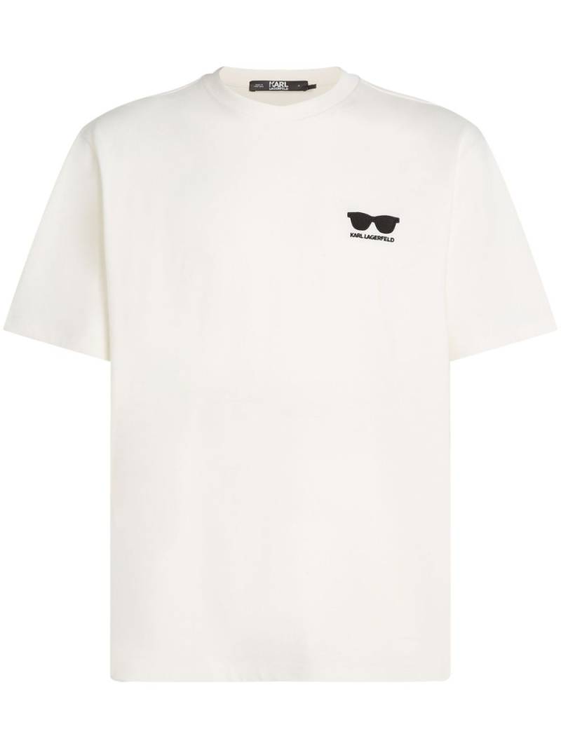 Karl Lagerfeld sunglasses-embroidered T-shirt - White von Karl Lagerfeld