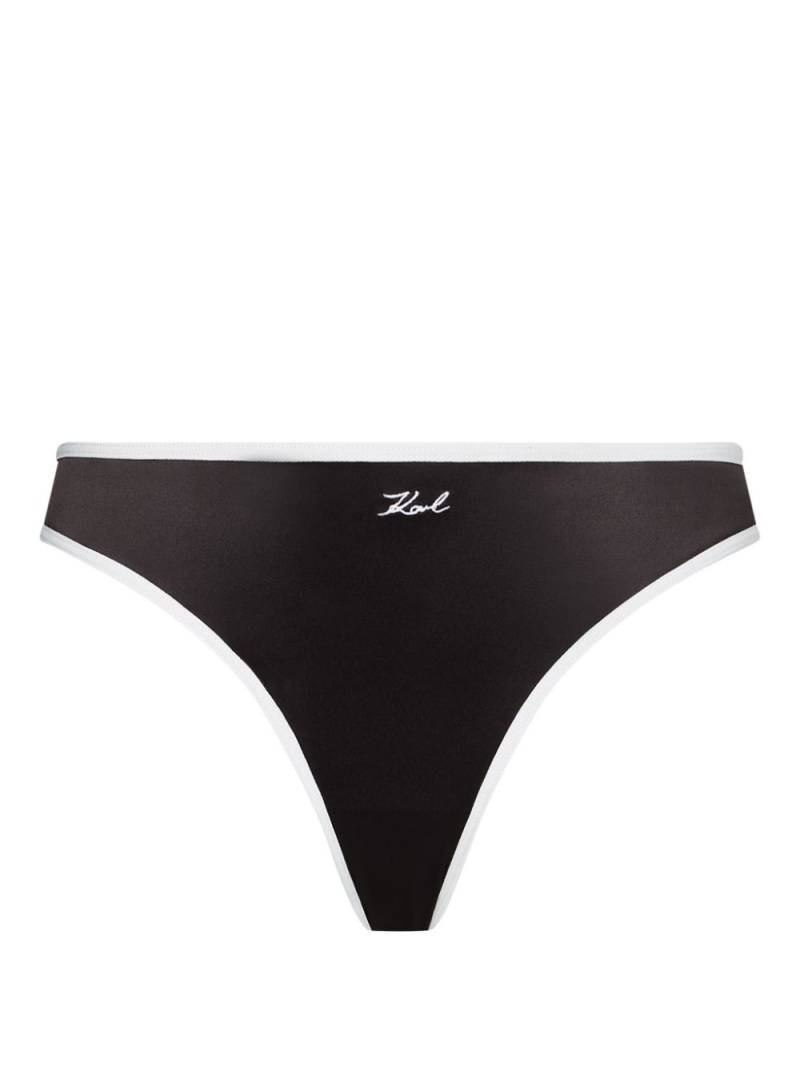 Karl Lagerfeld two-tone satin Brazilian briefs - Black von Karl Lagerfeld