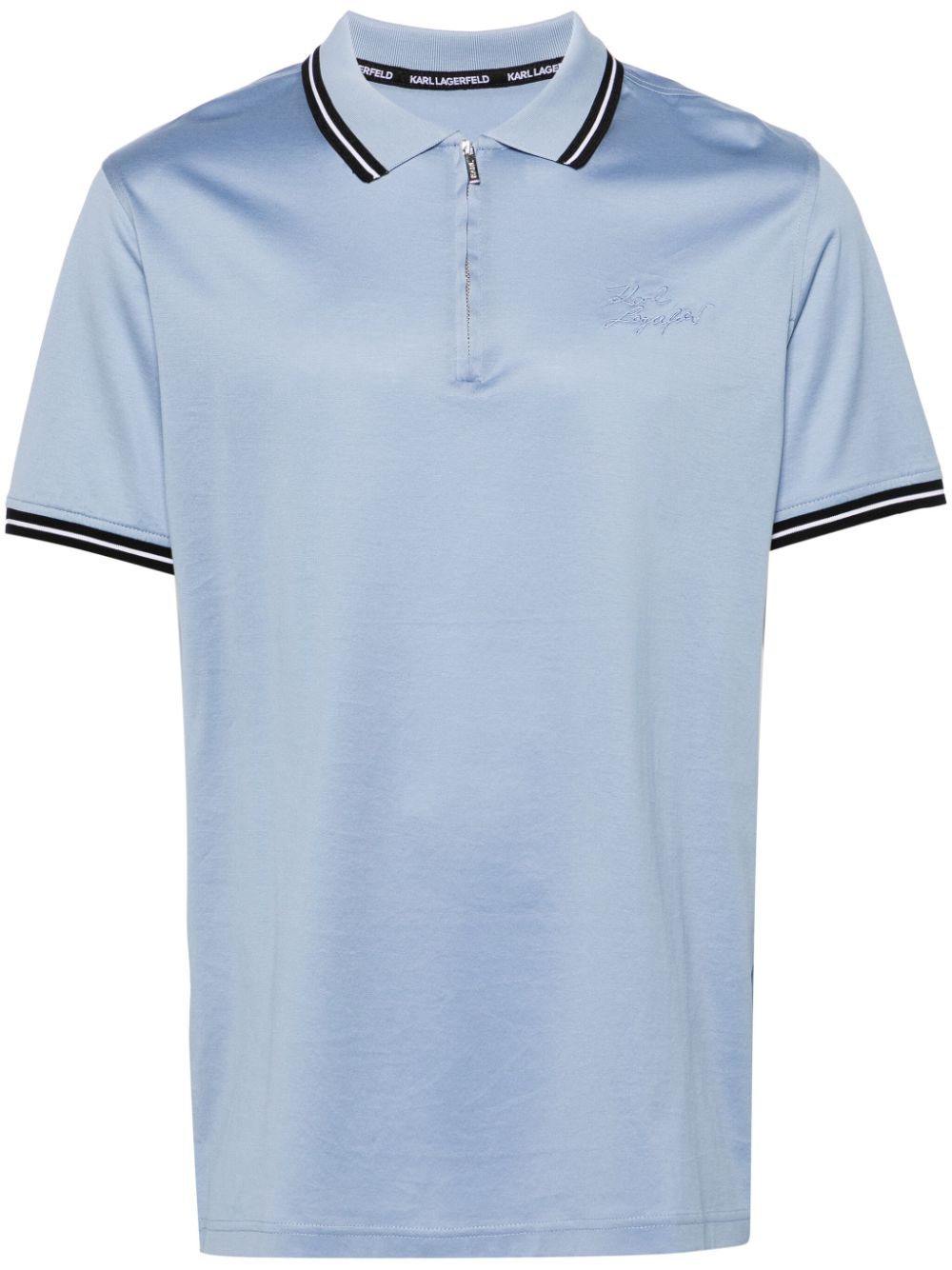 Karl Lagerfeld zip-up jersey polo shirt - Blue von Karl Lagerfeld