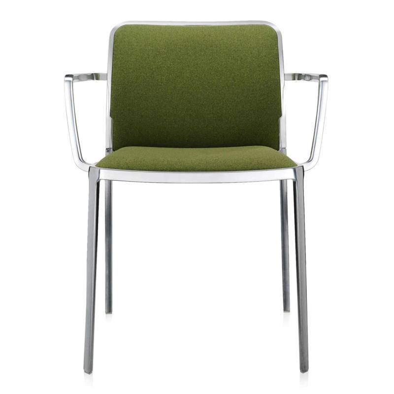 Audrey Soft Armlehnstuhl, Sitz Stoff giftgrün, Untergestell gestell aluminium von Kartell