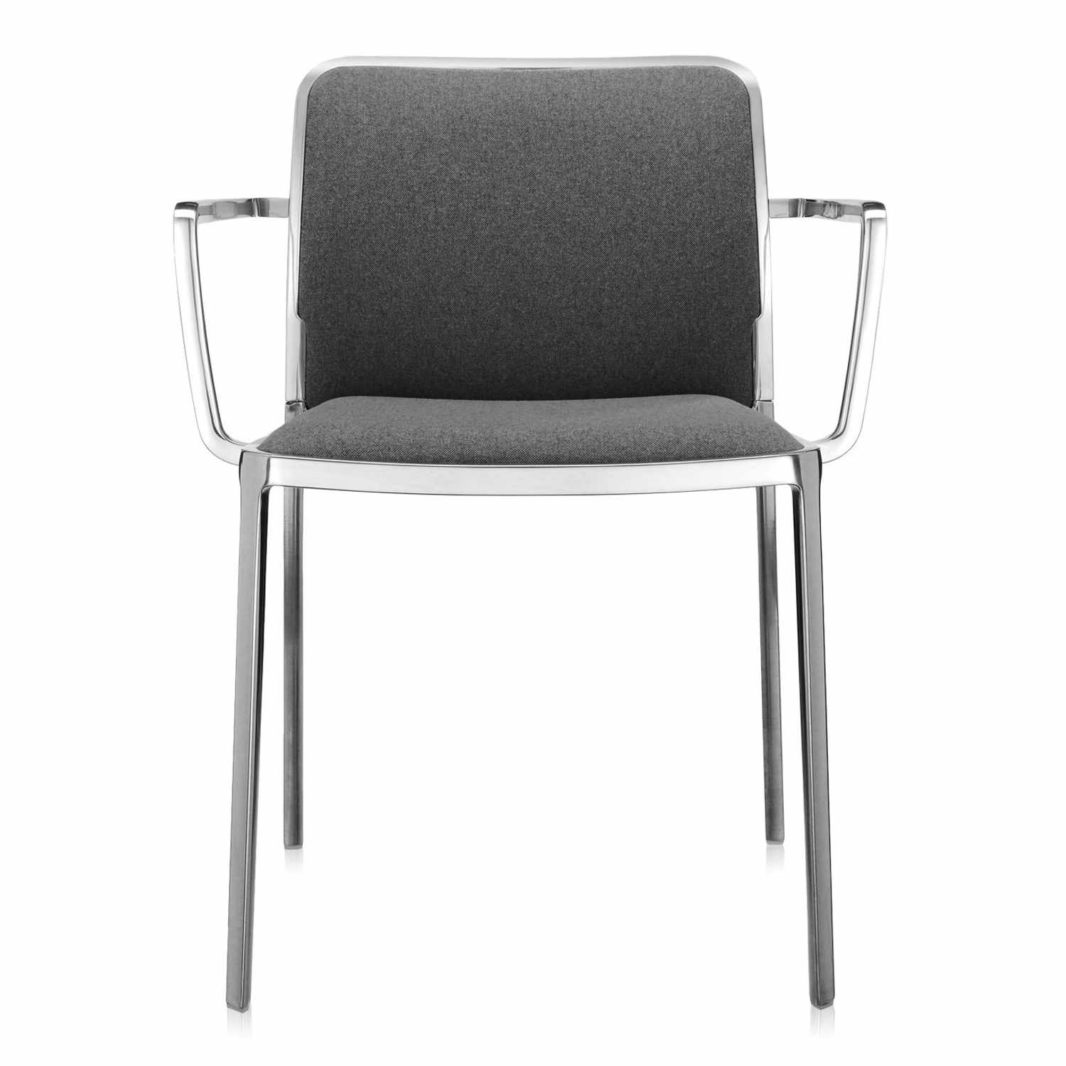 Audrey Soft Armlehnstuhl, Sitz Stoff grau, Untergestell gestell aluminium von Kartell