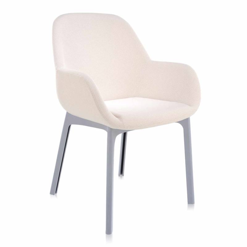 Clap Armlehnstuhl, Sitz Stoff beige, Untergestell gestell grau von Kartell