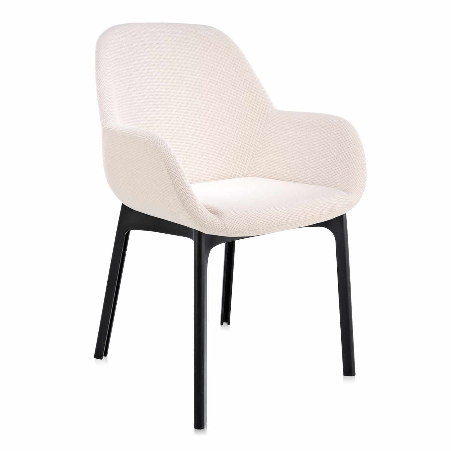 Clap Armlehnstuhl, Sitz Stoff beige, Untergestell schwarzes gestell von Kartell