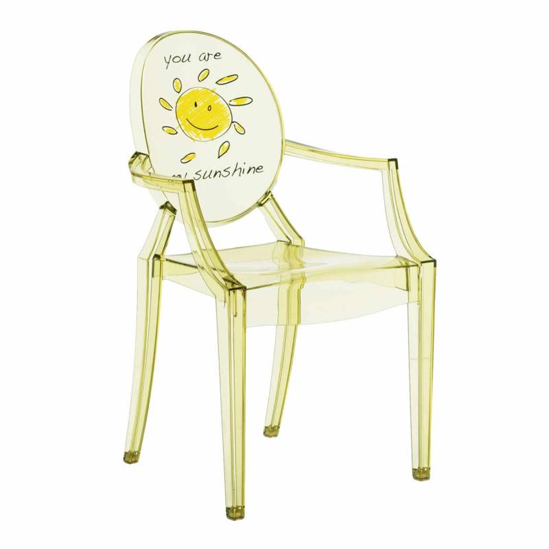 Lou Lou Ghost Kids Special Edition Kinderstuhl, Zeichnung transparent/gelb-sonne von Kartell