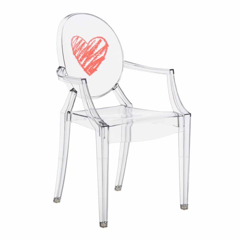 Lou Lou Ghost Kids Special Edition Kinderstuhl, Zeichnung transparent/glasklar-herz von Kartell