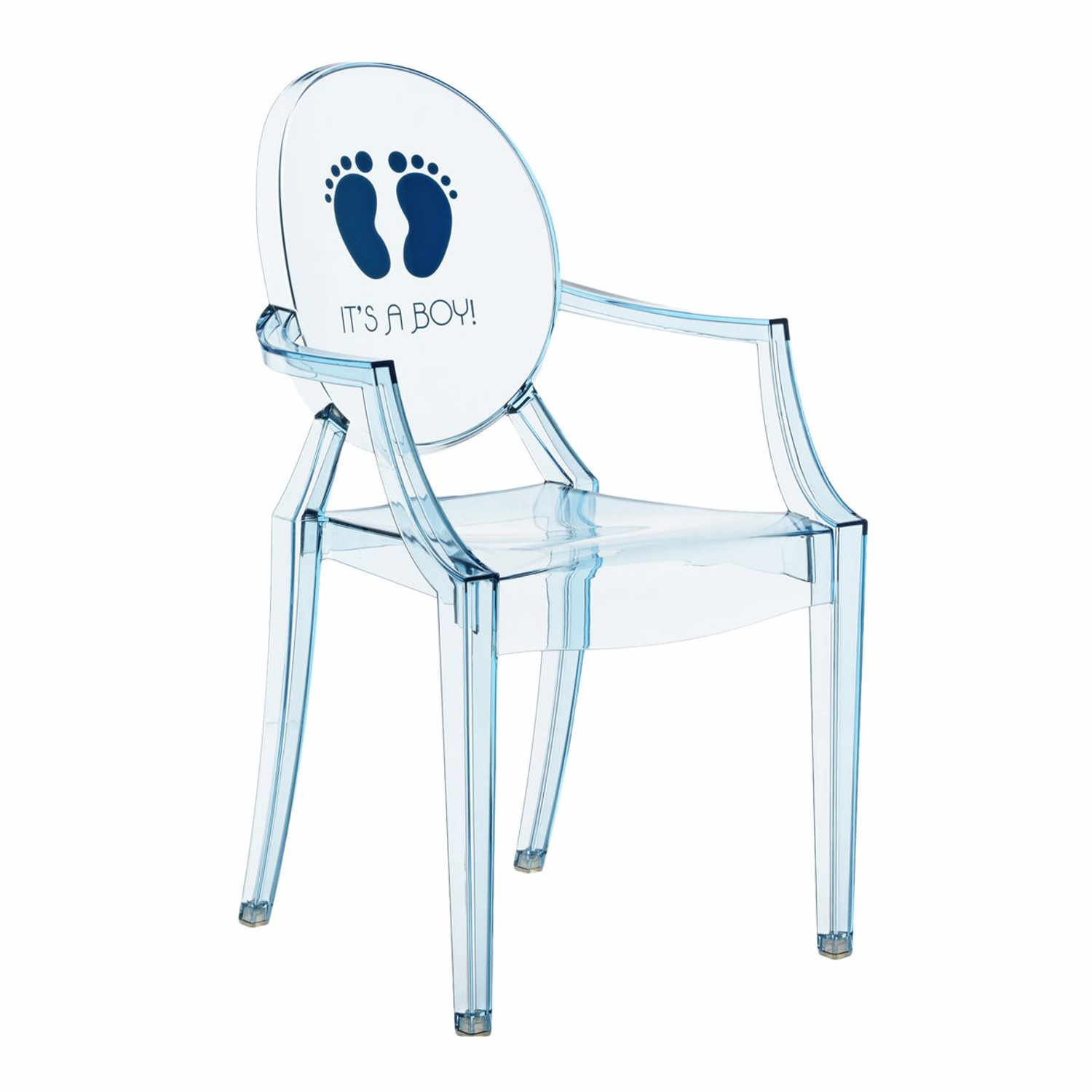 Lou Lou Ghost Kids Special Edition Kinderstuhl, Zeichnung transparent/hellblau-it's a boy Lou Lou Ghost Kids Special Edition Kinderstuhl, Zeichnung transparent/hellblau-it's a boy von Kartell