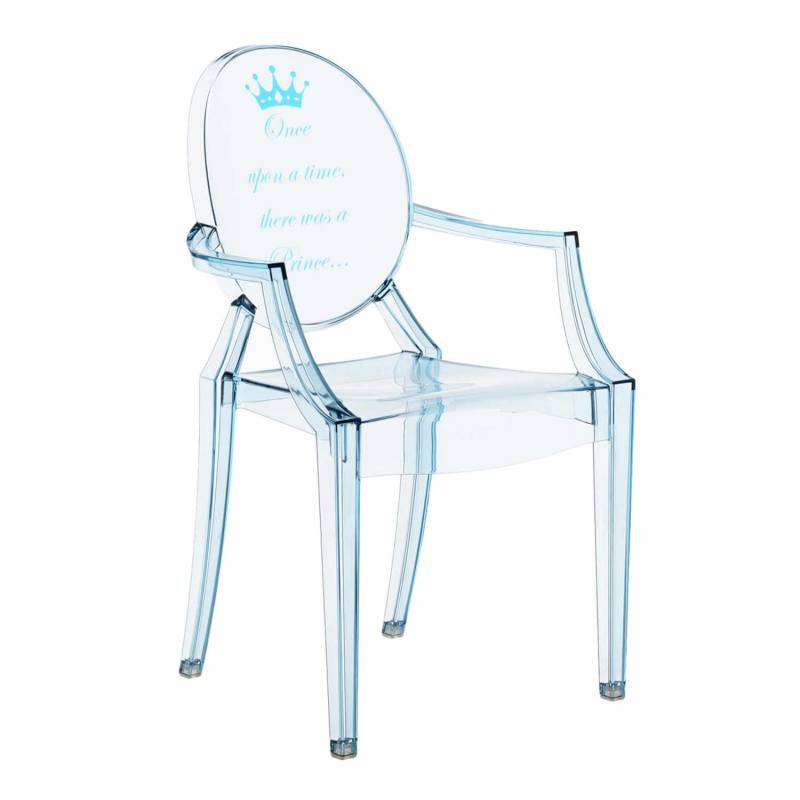 Lou Lou Ghost Kids Special Edition Kinderstuhl, Zeichnung transparent/hellblau-prinz von Kartell