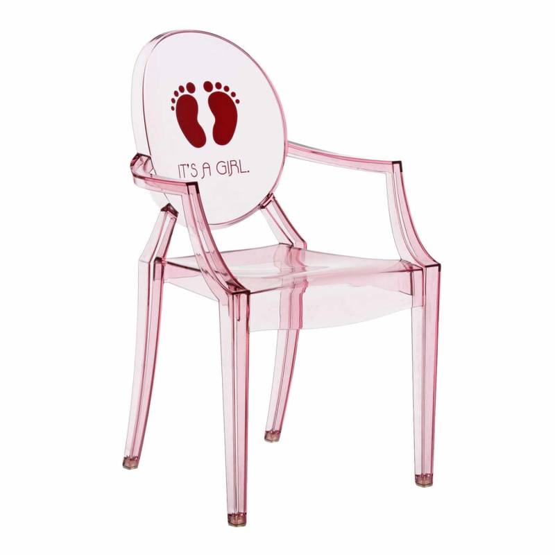 Lou Lou Ghost Kids Special Edition Kinderstuhl, Zeichnung transparent/rosa-it's a girl von Kartell