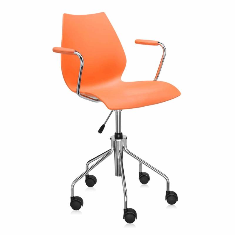 Maui Bürodrehstuhl, Farbe orange, Armlehnen mit von Kartell