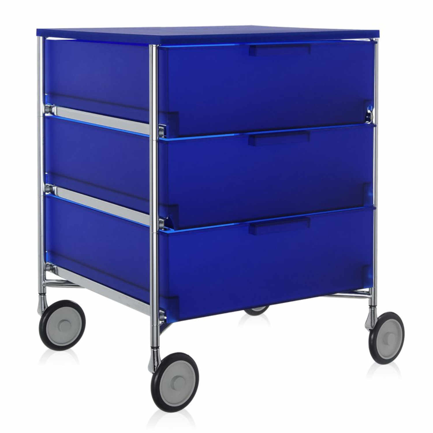 Mobil Schubladen Rollcontainer, Farbe kobaltblau l2 (opal), Anzahl Schubladen 3 von Kartell