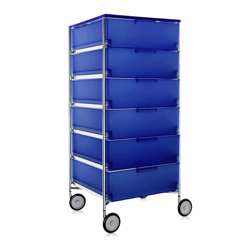 Mobil Schubladen Rollcontainer, Farbe kobaltblau l2 (opal), Anzahl Schubladen 6 von Kartell