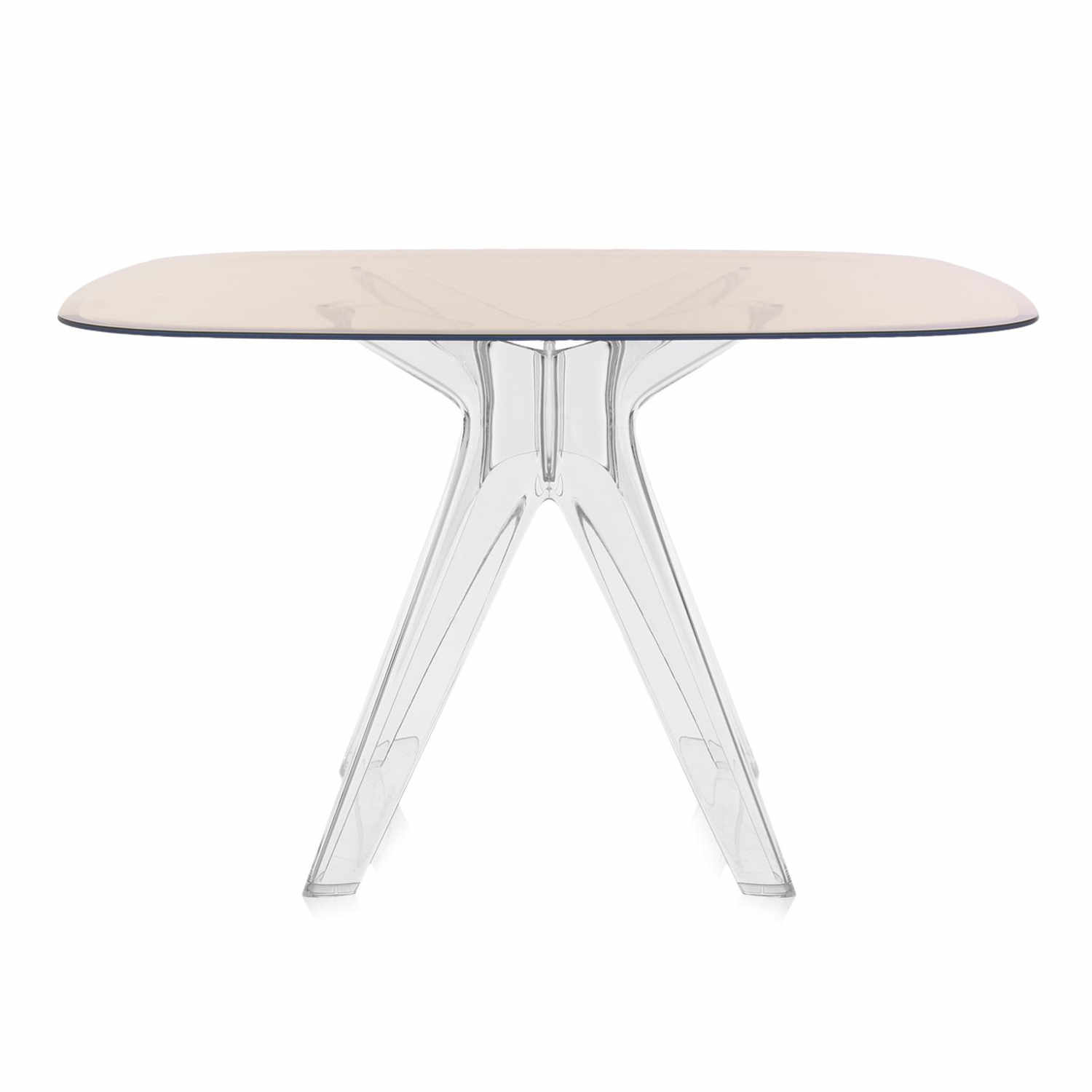 Sir Gio Quadrattisch, Tischplatte transparent/bronze, Untergestell transparent Sir Gio Quadrattisch, Tischplatte transparent/bronze, Untergestell transparent von Kartell