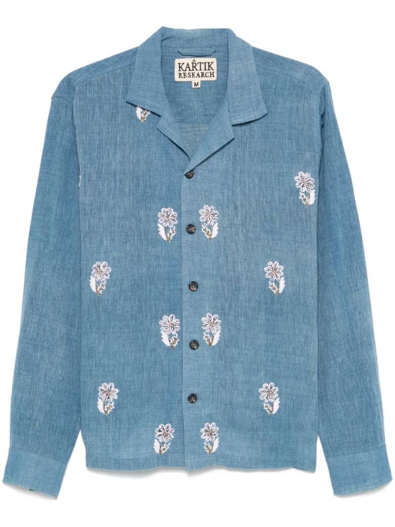 Kartik Research floral-embroidery shirt - Blue von Kartik Research