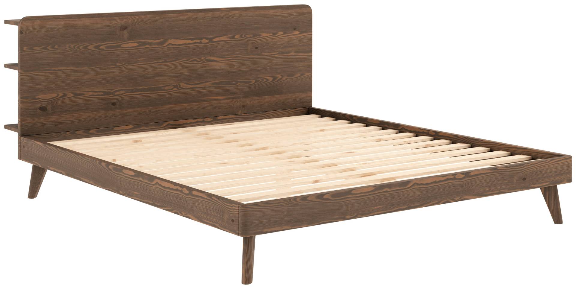 Karup Design Bettgestell »RETREAT BED«, aus Kiefer massiv mit Lattenrost, Kopfteil mit 3 Ablagen von Karup Design