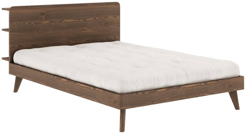 Karup Design Bettgestell »RETREAT BED«, aus Kiefer massiv mit Lattenrost, Kopfteil mit 3 Ablagen von Karup Design