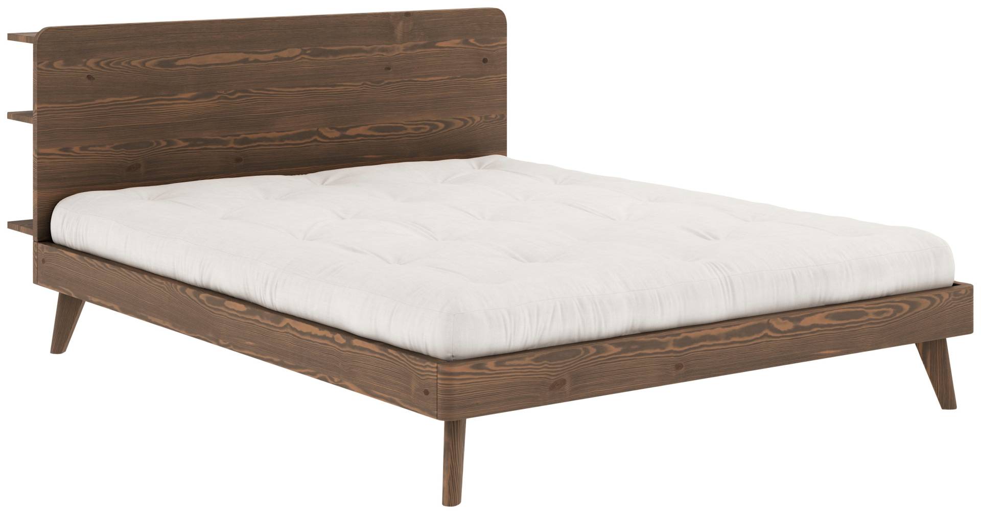 Karup Design Bettgestell »RETREAT BED«, aus Kiefer massiv mit Lattenrost, Kopfteil mit 3 Ablagen von Karup Design